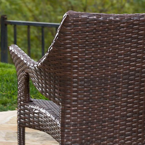 Rattan Dining Chair With Wicker Stacking - Brown