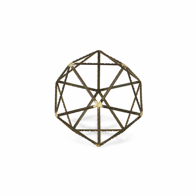 Hand Painted Geometric Orb Tabletop Sculpture (399629) - Brown / Gold