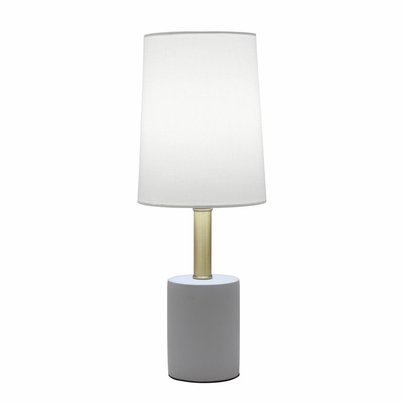 Round Bedside Lamp With Drum Shade - Gray