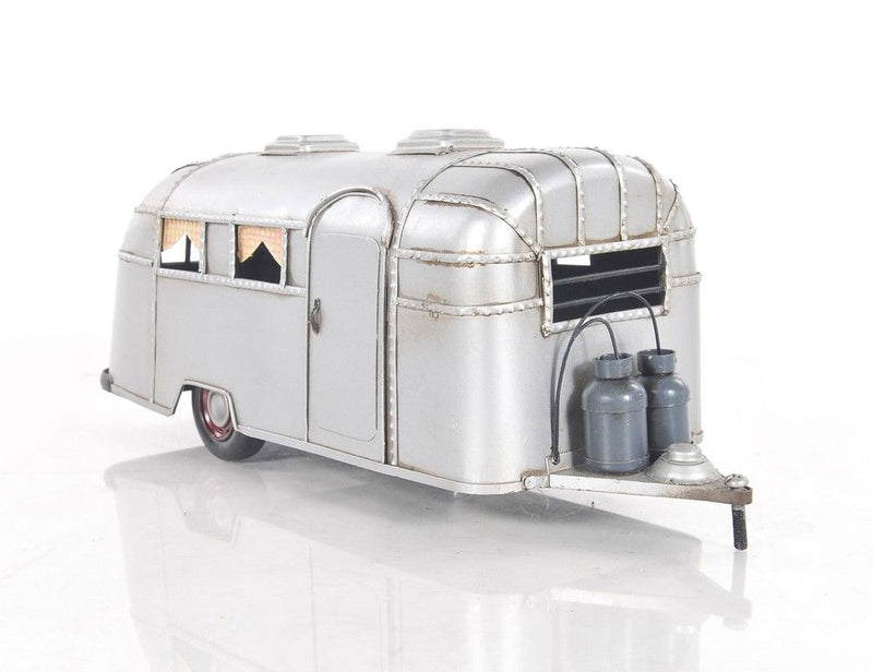 Hand Painted Camping Trailer Model Car - Silver