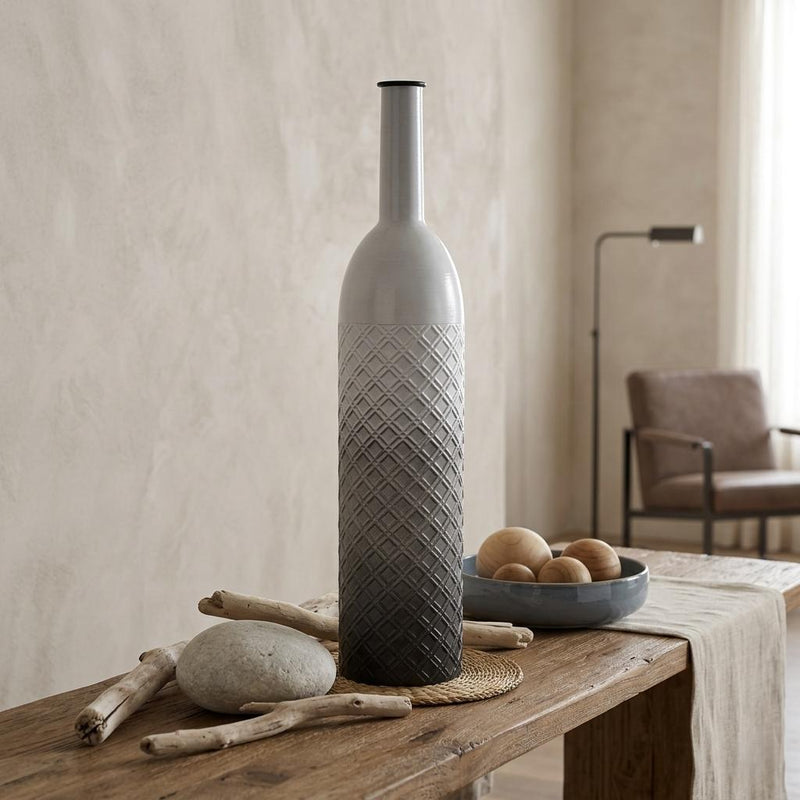 Ombre Cylinder Floor Vase (743363) - White / Gray
