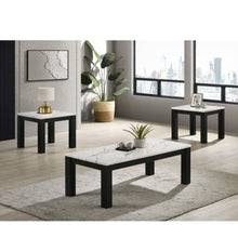 Load image into Gallery viewer, Modern 3 Piece Living Room Table Set With Faux Marble Top Wooden - Black / White
