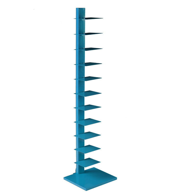 Twelve Tier Narrow Tower Bookcase - Blue