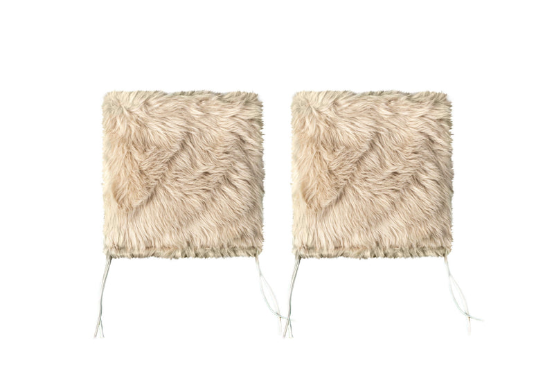 17" X 17" Faux Fur Solid Color Dining Chair Pads (Set of 2) - Beige