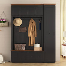 Load image into Gallery viewer, Entryway Hall Tree With Storage Bench, Coat Rack Shoe Bench With Cabinets
