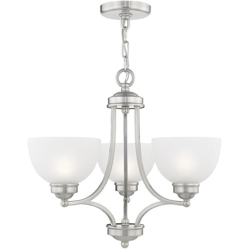 18'' Three Light Dimmable Chandelier With Shades - Nickel