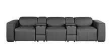 Load image into Gallery viewer, Top Grain Leather Reclining Metal USB Sofa (720399) - Dark Gray
