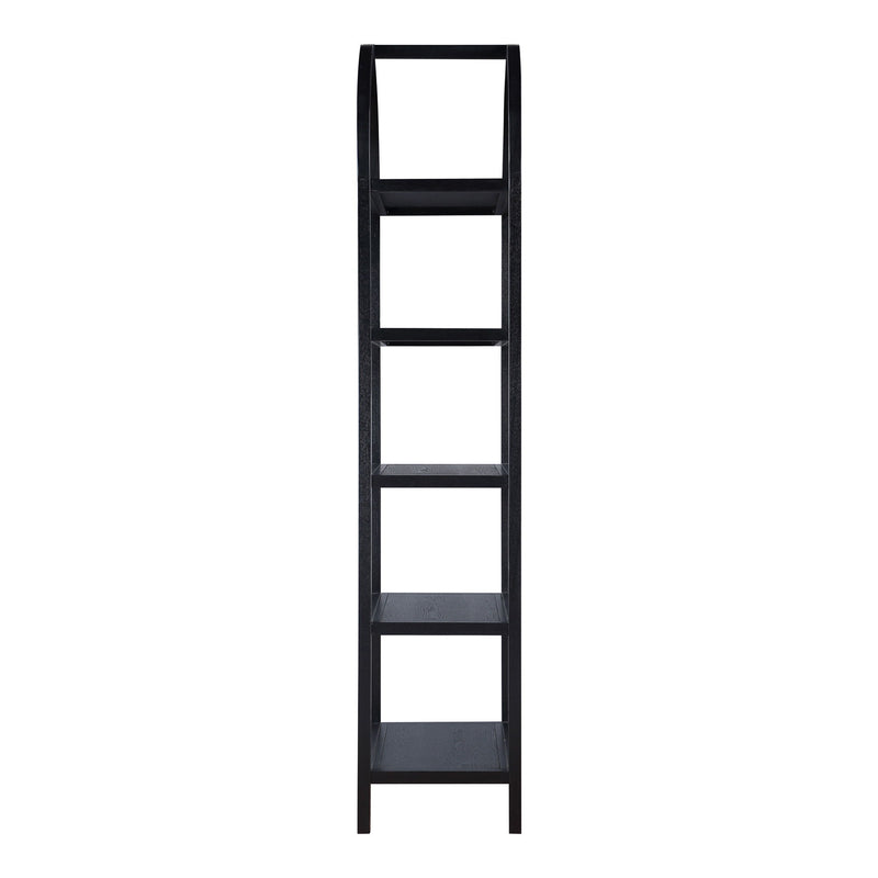 Five Tier Arched Top Bookcase - Black / Oak