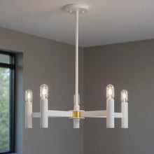 Load image into Gallery viewer, 19'' Five Light Dimmable Chandelier With Shades - White
