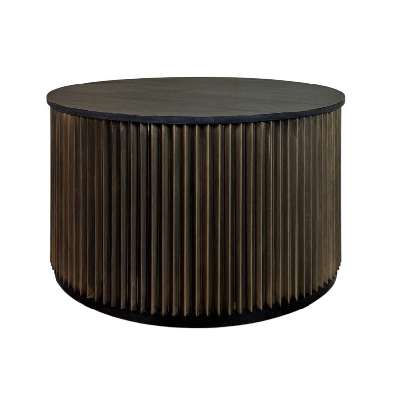 Round Drum Coffee Table (745564) - Black / Brass