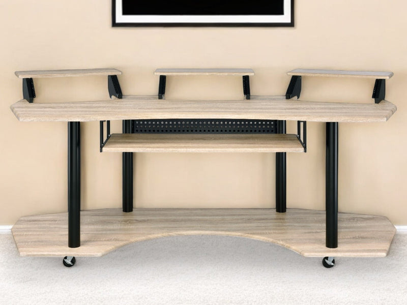 83" Music Recording Studio Desk - Natural And Black