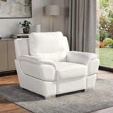 Load image into Gallery viewer, Leather Match Arm Chair - White And Silver
