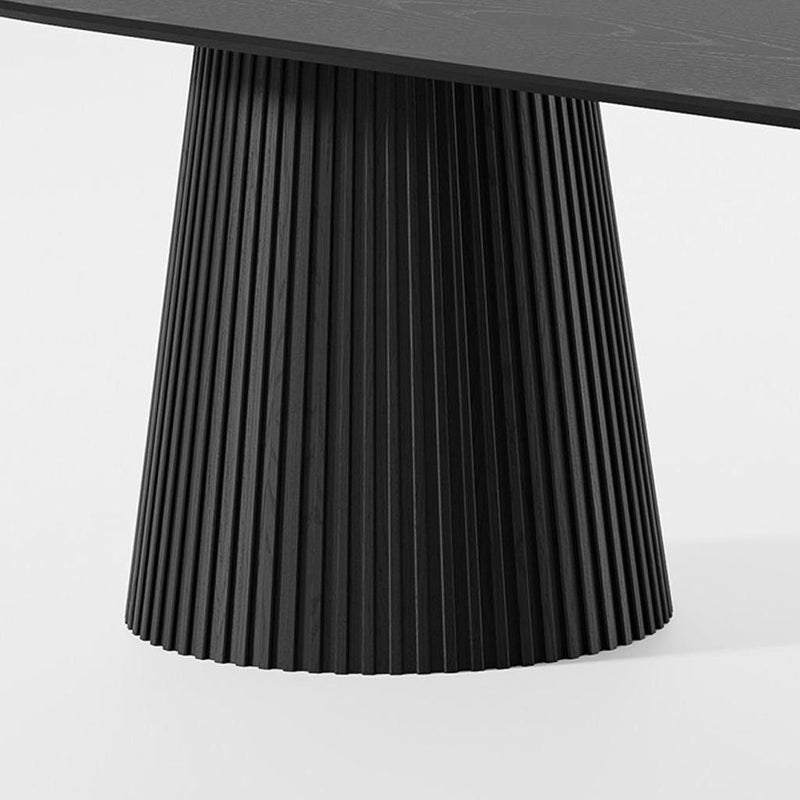 86" Solid Wood Double Pedestal Base Oval Dining Table - Black