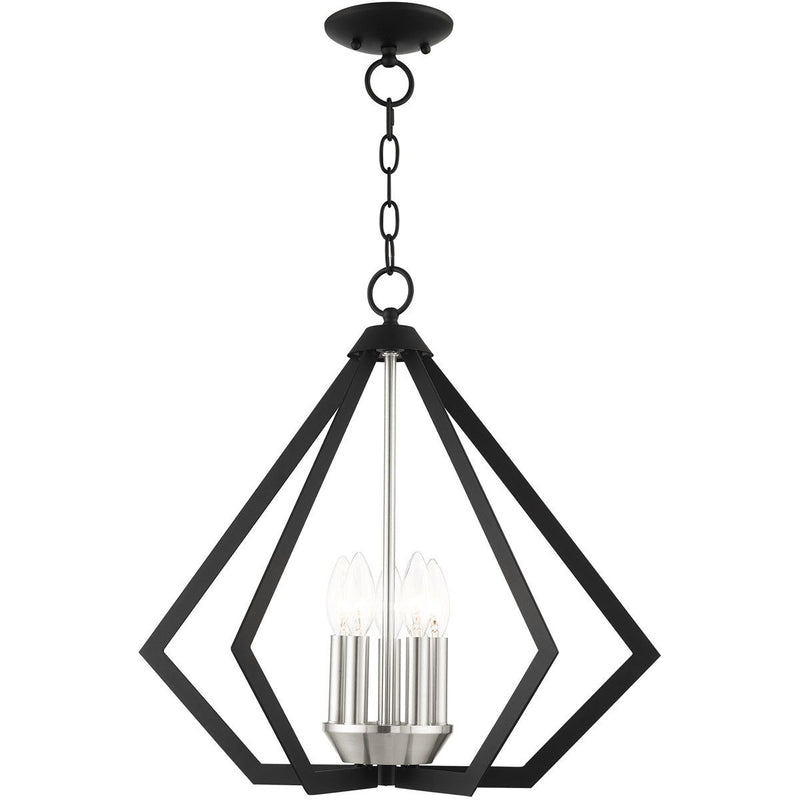 20" Five-Light Dimmable Chandelier With Shades - Black
