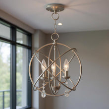 Load image into Gallery viewer, 17" Three-Light Dimmable Chandelier With Shades - Nickel
