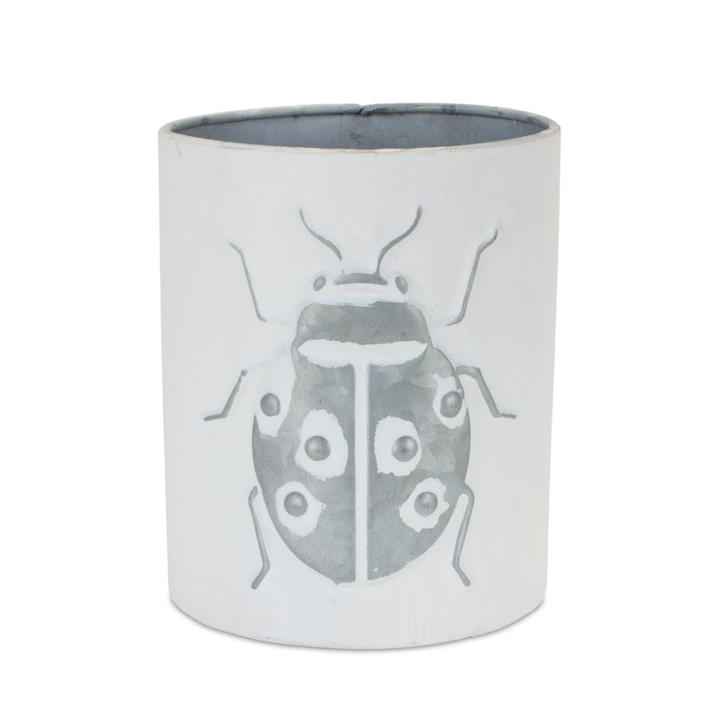 Abstract Round Pot Planters (Set of 3) - White / Gray