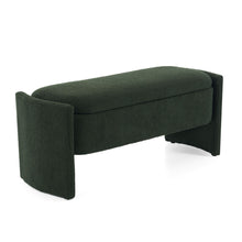 Load image into Gallery viewer, Elegant Long Shaped Storage Ottoman Bench, Boucle Material, Simple And Grand Design - Dark Green
