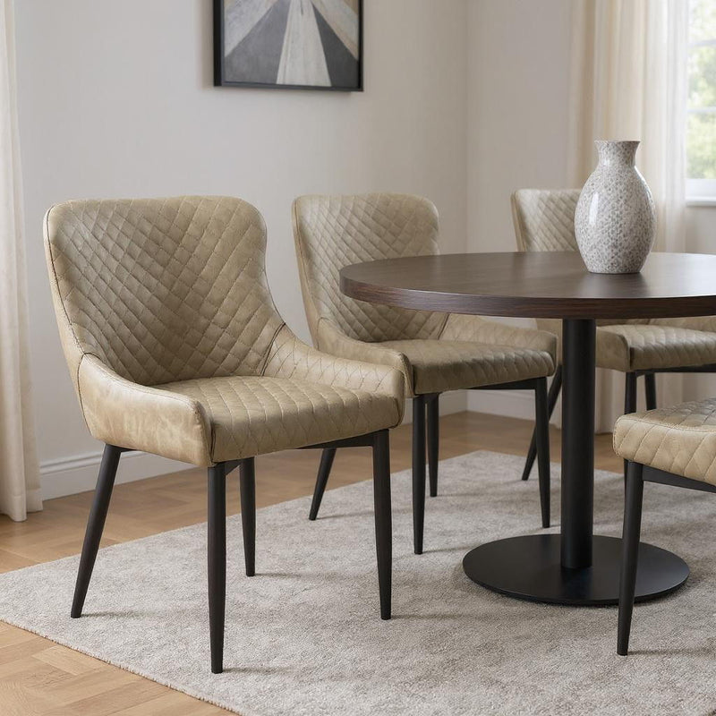 Tufted Upholstered Faux Leather Dining Side Chairs (Set of 4) - Gray / Black