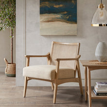Load image into Gallery viewer, Chair With Cane Inset Back And Upholstered Seat - Light Brown
