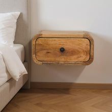 Load image into Gallery viewer, 12" Solid Wood 1 Drawer Floating Nightstand - Oak
