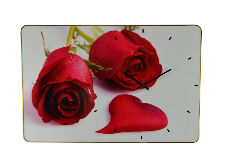 Silent Roses Floral Wall Clock - Red / Red / White