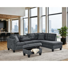 Load image into Gallery viewer, Camden - Power Sectional Sofa With Storage Ottoman And Built In Charging Ports - Gray
