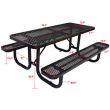 Load image into Gallery viewer, Rectangular Outdoor Steel Picnic Table With Umbrella Pole
