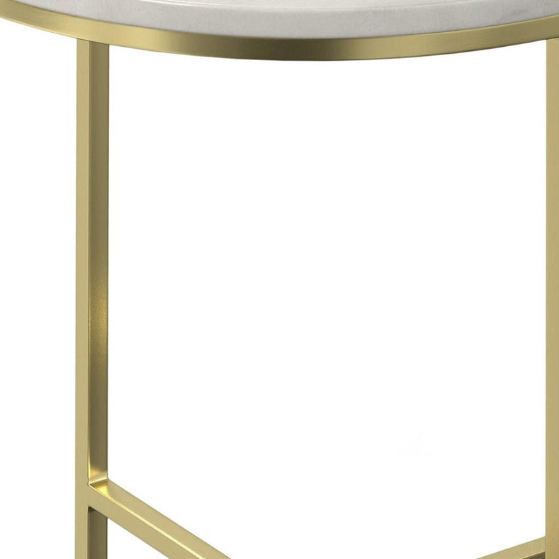 Iron Round End Table Trunk Storage - Gold
