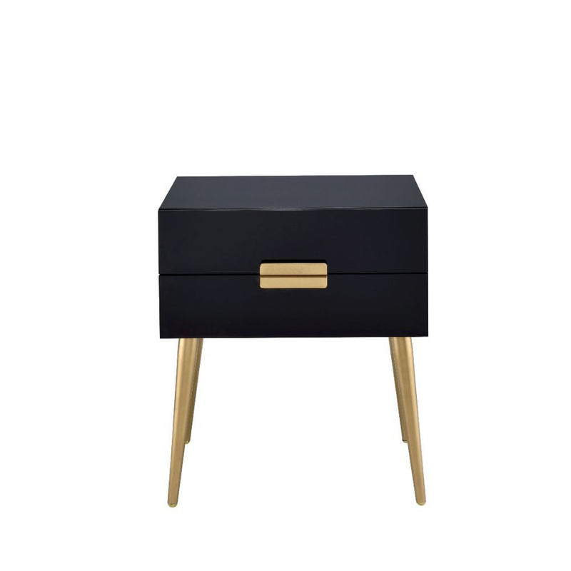 End Table With Two Drawers - Black And Gold
