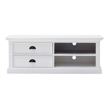 Load image into Gallery viewer, Solid Wood Drawers And Open Shelving Entertainment Center - White
