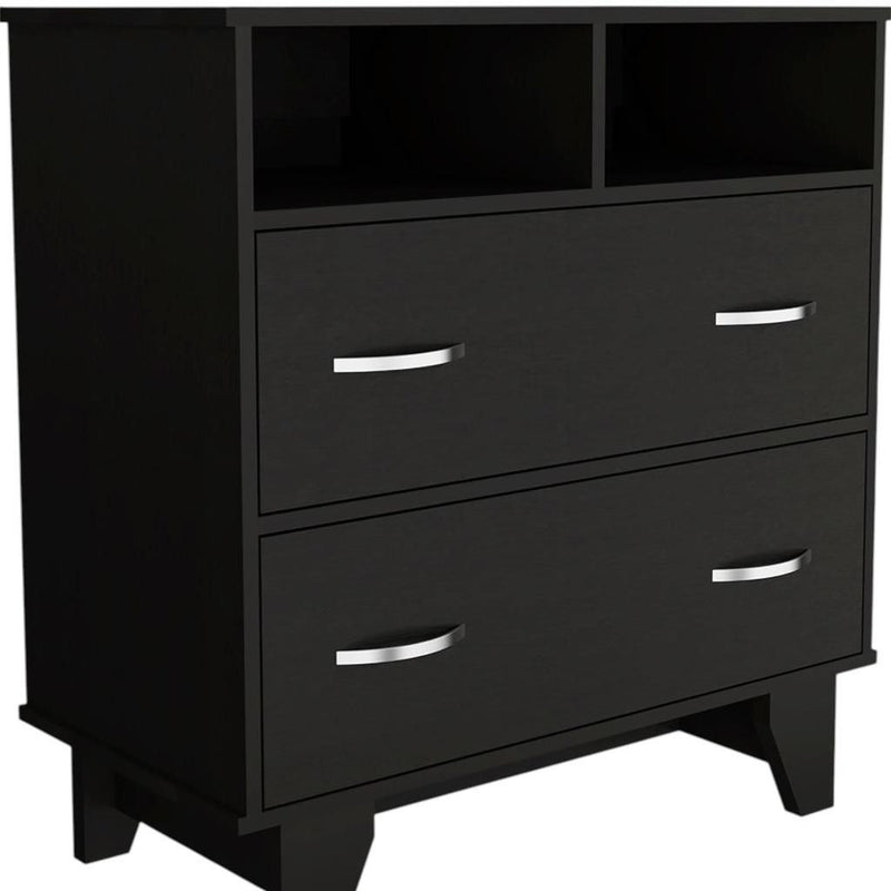 Wood Two Drawer Dresser - Black