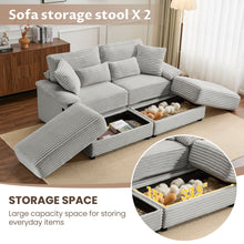 Load image into Gallery viewer, Double Chaise Lounge Set With Reversible Storage Ottomans, USB Port
