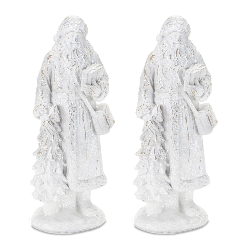 Poly Christmas Santa Figurine (Set of 2) - White