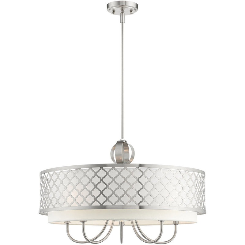 18" 6 Light Dimmable Chandelier With Shades - Nickel