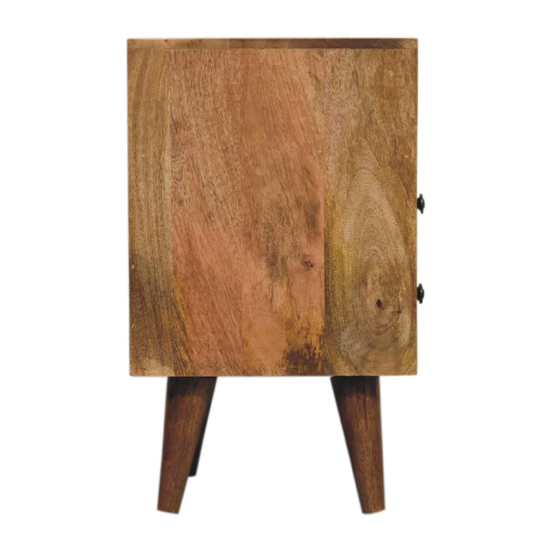 20" Modern Solid Wood Two Drawer Nightstand - Oak
