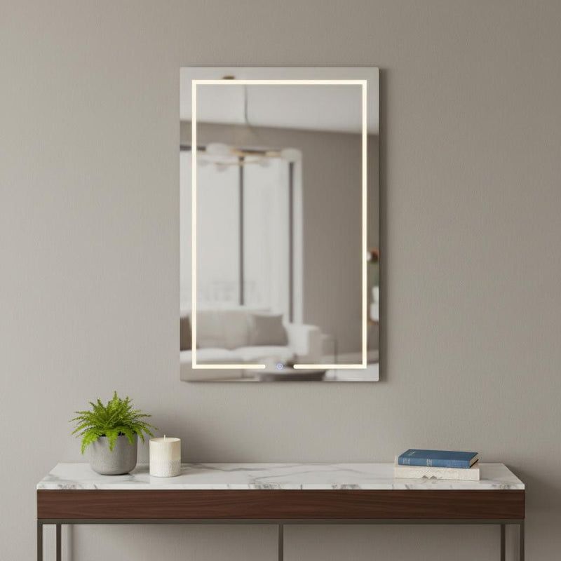Lighted Wall Mounted And Dresser Mount Frameless Accent Mirror Accent - Clear