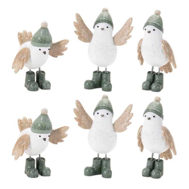Bird Figurine (Set of 6) - White / Beige