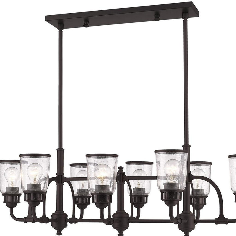 21" Eight Light Dimmable Chandelier With Shades - Bronze