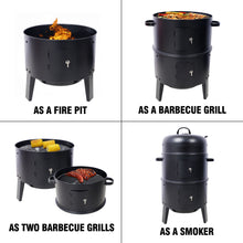 Load image into Gallery viewer, Portable Charcoal Smoker Grill For Outdoor Cooking - Black
