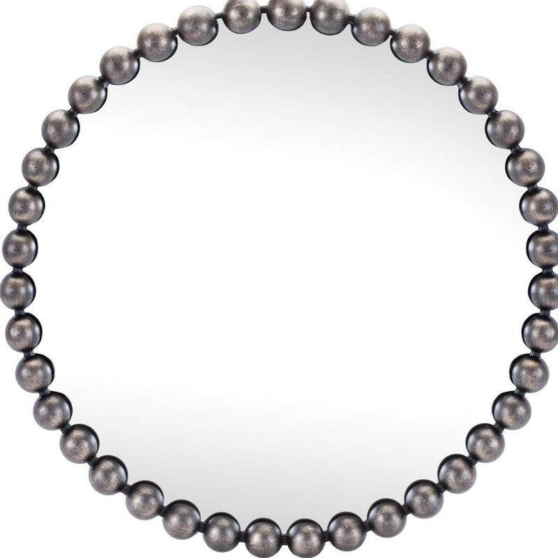 24" Iron Beaded Round Accent Mirror - Dark Gray