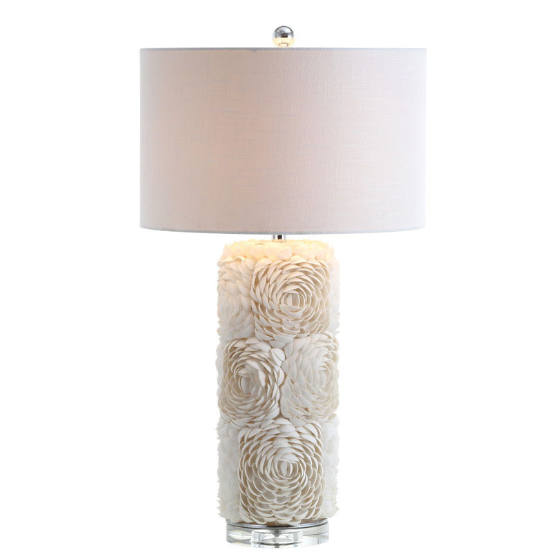 29" Novelty Table Lamp LED With Drum Shade - Cream / Clear
