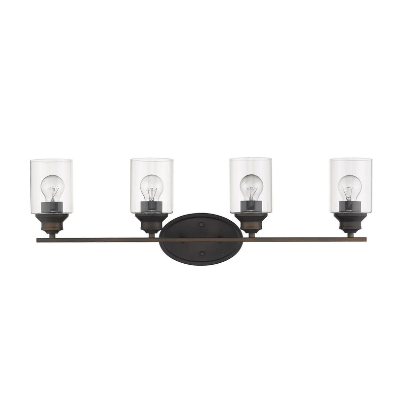 Four Light Wall Light With Clear Glass Shade - Bronze
