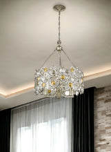 Load image into Gallery viewer, Three Light Metal And Crystals Dimmable Chandelier With Shades - Silver
