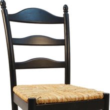 Load image into Gallery viewer, Straw And Wood Ladder Back Dining Side Chair - Black
