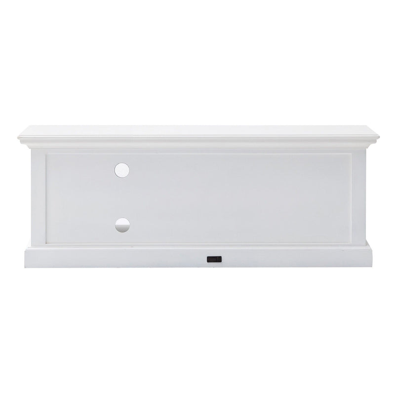 Solid Wood Drawers And Open Shelving Entertainment Center - White