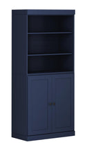 Load image into Gallery viewer, Adjustable Six Tier Library Bookcase With Two Doors (745628) - Navy Blue
