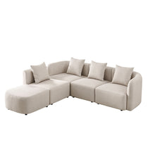 Load image into Gallery viewer, L-Shaped Modular Sectional Sofa With Ottoman, Living Room Furniture Set - Beige
