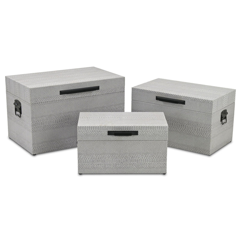 Hand Painted Decorative Box (Set of 3) - Gray