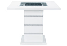 Load image into Gallery viewer, 47" Glass Faux Crystal And Wood Square Bar Table - White
