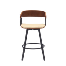 Load image into Gallery viewer, Faux Leather With Metal Swivel Counter Height Bar Chair - Cream And Black
